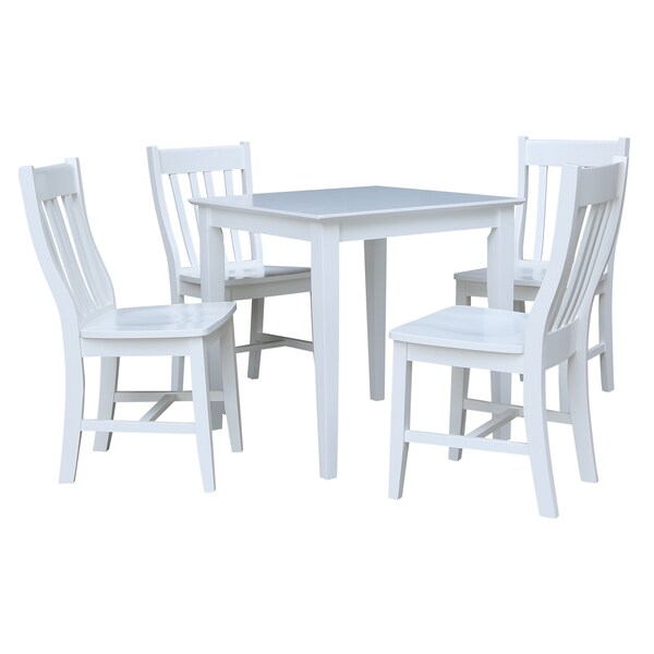 International Concepts Square 30 in x 30 in Dining Table with 4 Chairs, White, 30 W, 30 L, 30 in H, Wood, White K08-3030-C61-4 - main